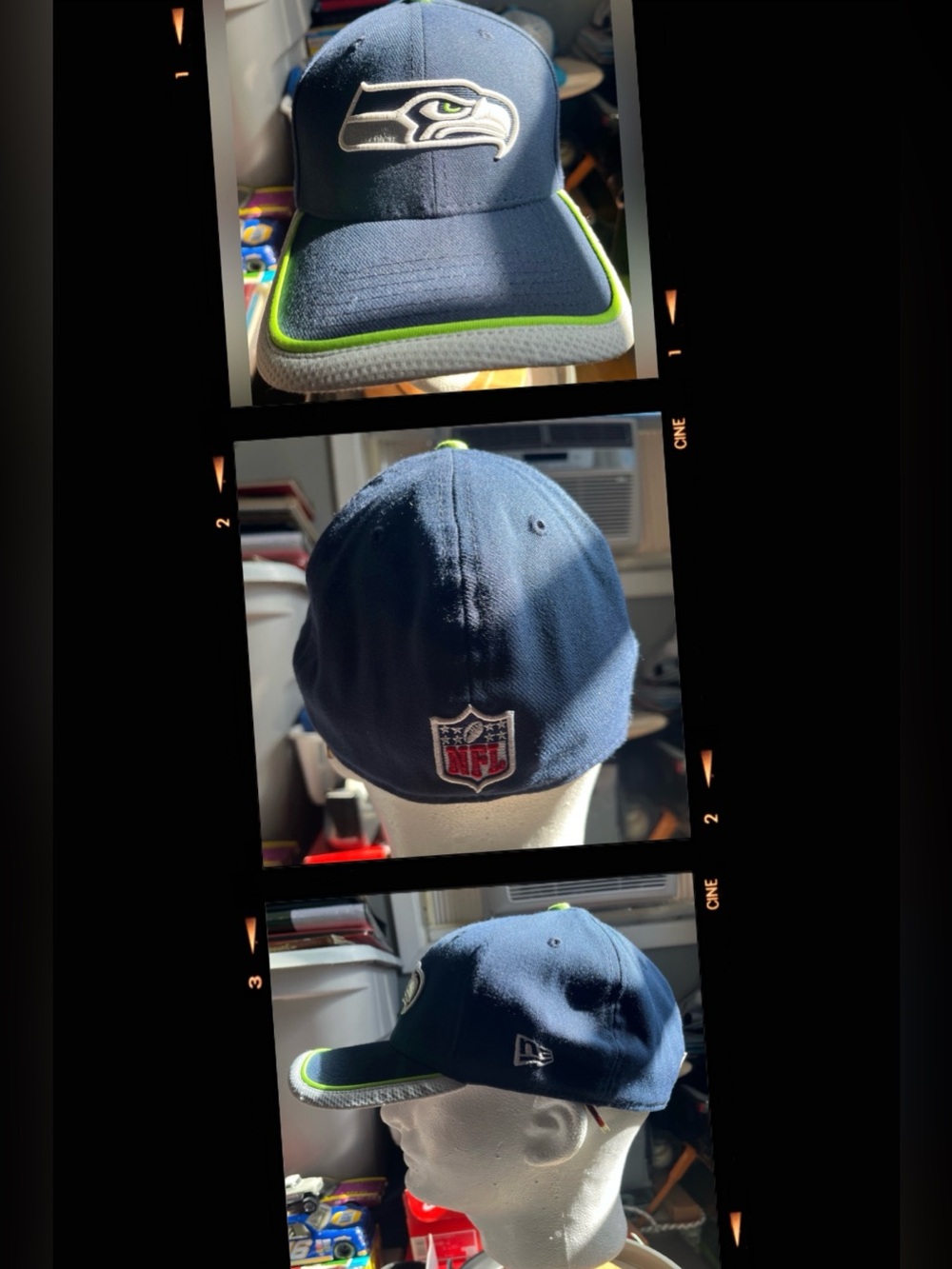 Blue Seattle Seahawks New Era Hat NFL FlexFit 39THIRTY Fitted Cap Medium/Large
